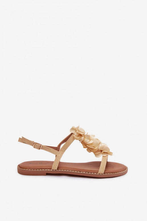 Sandalen voor dames Met sierlijki met bloemmotievenkami gouden kleur Noemia