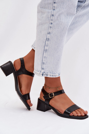 Dames sandalen van kunstleer met platform in zwarte kleur Sabela