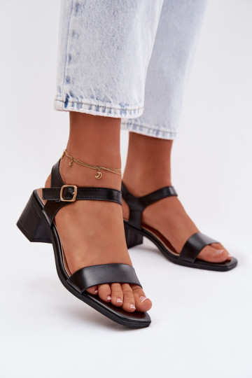 Dames sandalen van kunstleer met platform in zwarte kleur Sabela 2