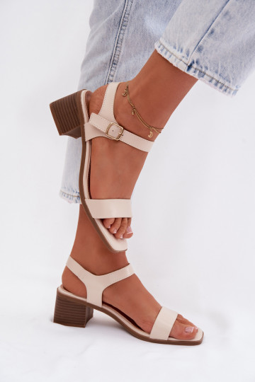 Dames sandalen van kunstleer met platform in zandkleur Sabela
