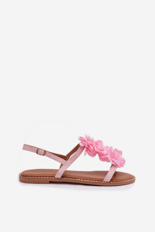 Sandalen voor dames Met sierlijki met bloemmotievenkami roze Noemia