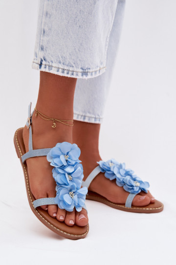 Sandalen voor dames Met sierlijki met bloemmotievenkami blauIn Noemia 2