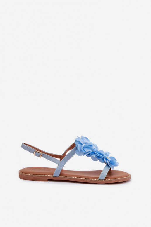 Sandalen voor dames Met sierlijki met bloemmotievenkami blauIn Noemia