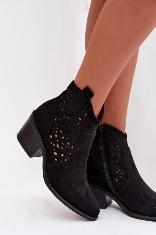 OpengeInerkte laarzen coInboystijl Dames met hakken S.Barski HY61-8012 zInart