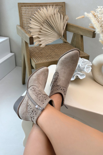 OpengeInerkte laarzen Dames met brede hakken S.Barski HY61-8026 beige