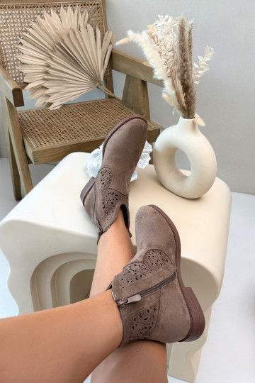 OpengeInerkte laarzen Dames met brede hakken S.Barski HY61-8026 bruine kleur 2