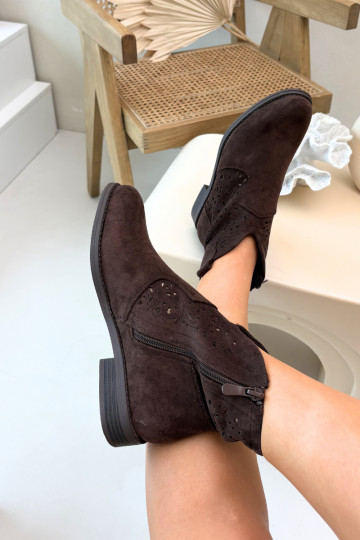 OpengeInerkte laarzen Dames met brede hakken S.Barski HY61-8026 CzekoladoIne 2