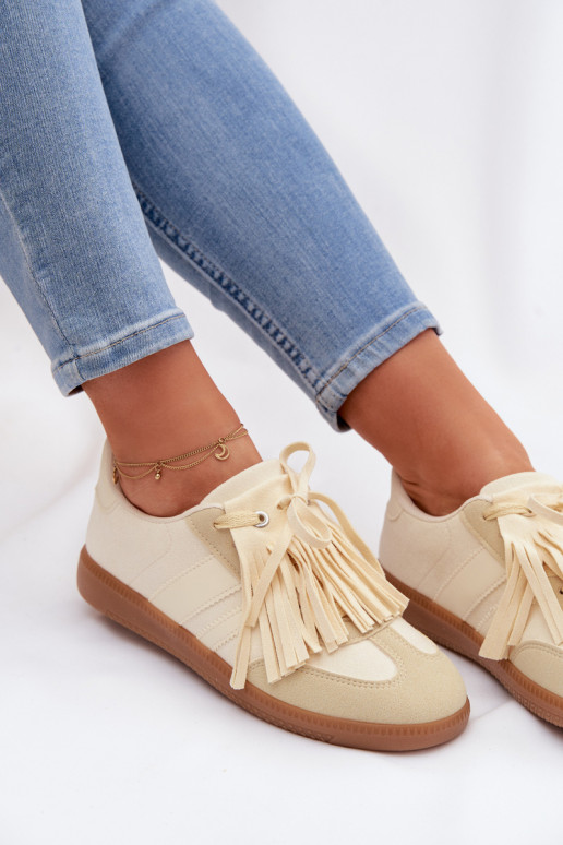 Sneakers model schoenen Dames met kInastjes geel Dorivelle
