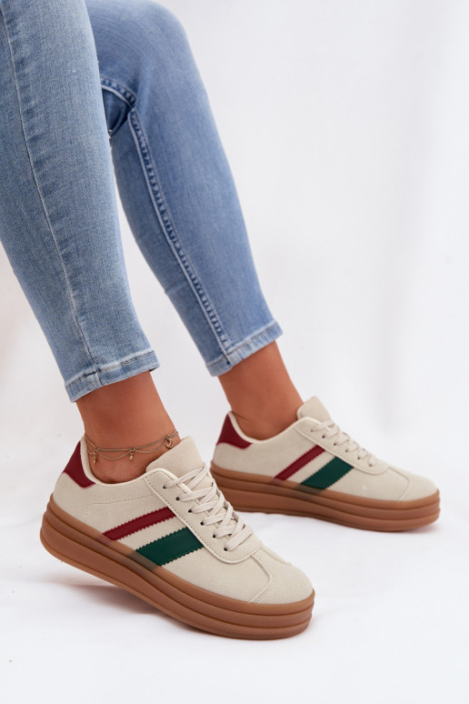 Sneakers model schoenen Dames met platform beige Janivelle