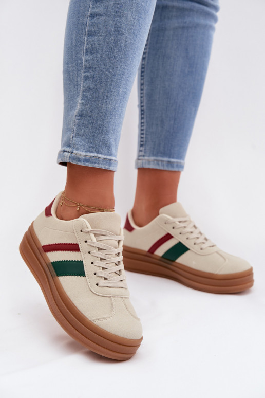 Sneakers model schoenen Dames met platform beige Janivelle
