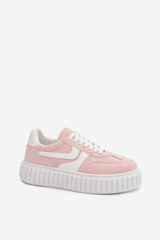 Sneakers model schoenen Dames met platformvan eco-suèdeu roze Cadrina