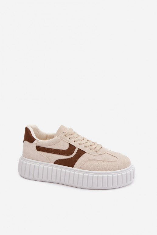 Sneakers model schoenen Dames met platformvan eco-suèdeu beige Cadrina