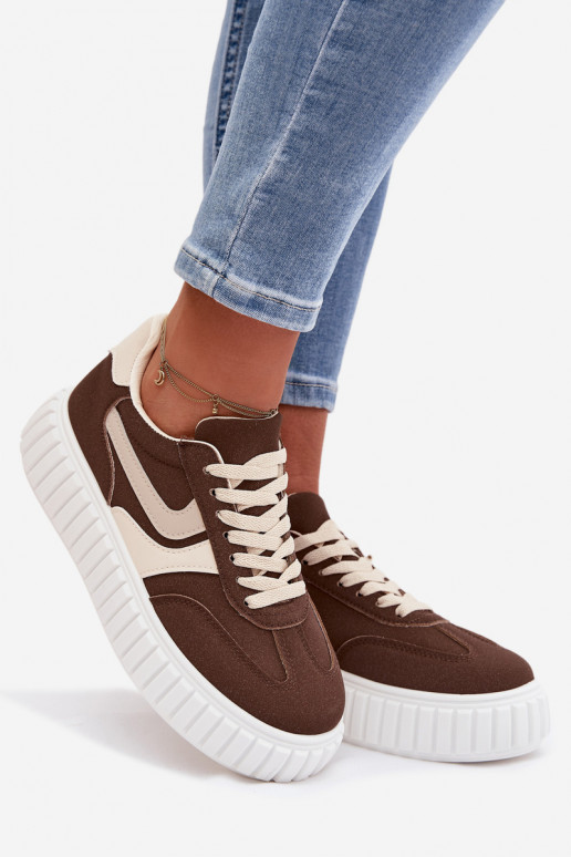 Sneakers model schoenen Dames met platformvan eco-suèdeu bruine kleur Cadrina