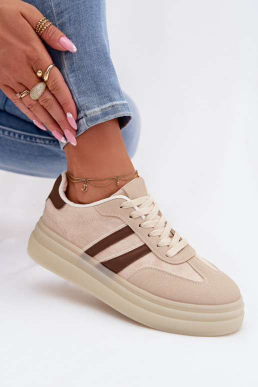 Sneakers model schoenen Dames met platform beige Galleria