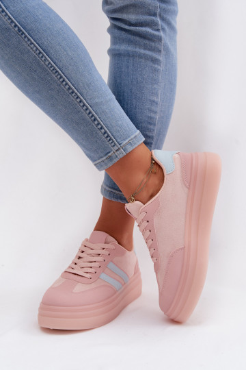 Sportieve dames schoenen met plateau, roze, Galleria