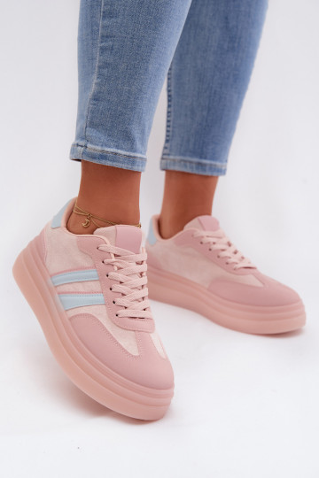 Sportieve dames schoenen met plateau, roze, Galleria 2