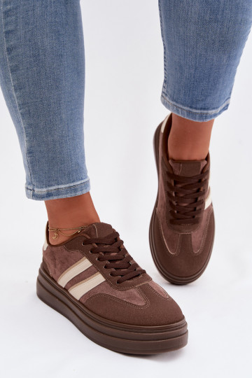 Sneakers model schoenen Dames met platform bruine kleur Galleria