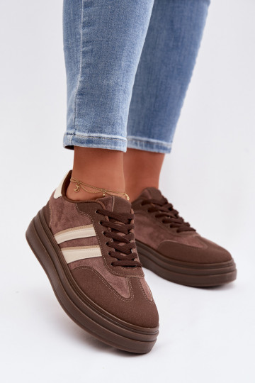 Sneakers model schoenen Dames met platform bruine kleur Galleria 2