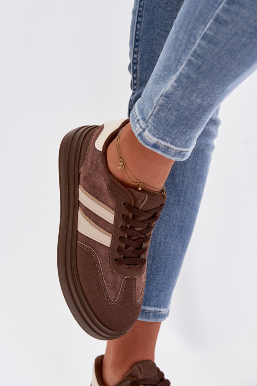 Sneakers model schoenen Dames met platform bruine kleur Galleria