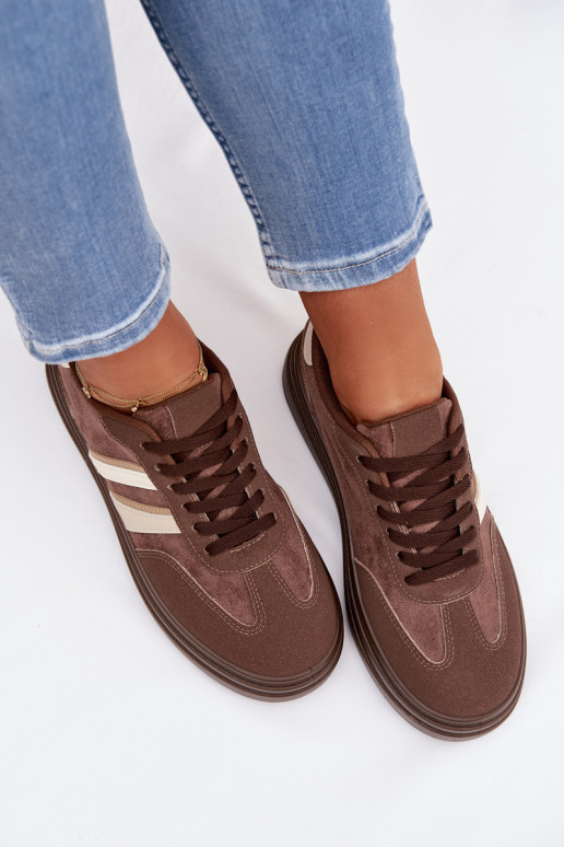 Sneakers model schoenen Dames met platform bruine kleur Galleria