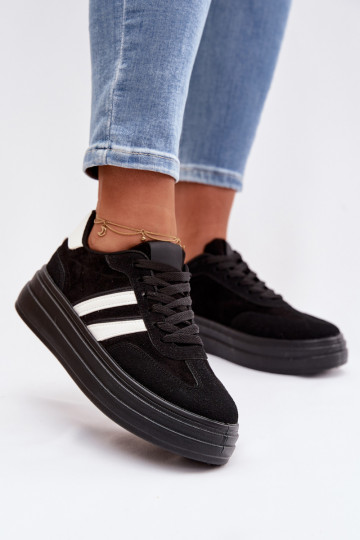 Sportieve dames schoenen met plateau, zwart, Galleria