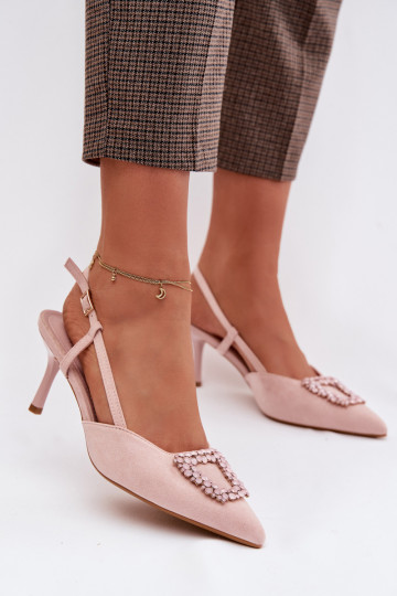 Dames sandalen met dunne hakken en ornamenten, roze, Ismeria 2