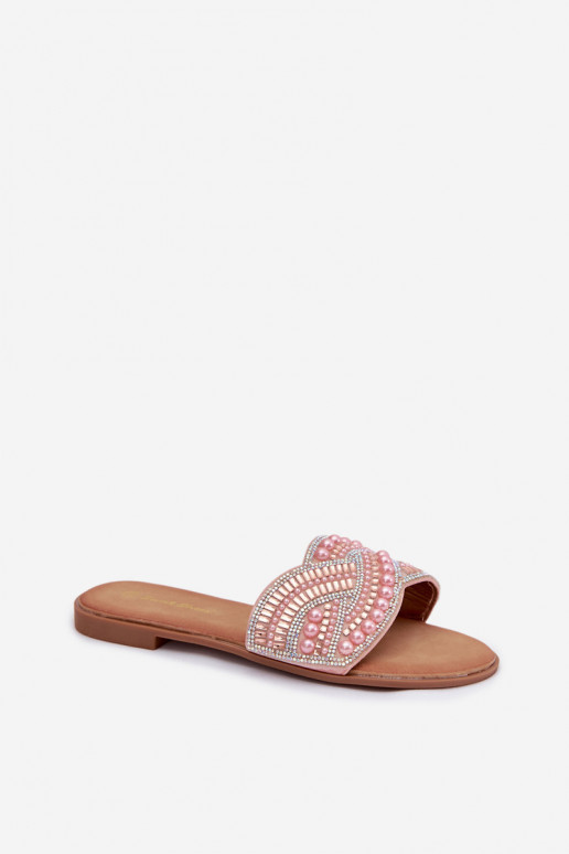 Versierd Slippers met brede hakken roze Dovima
