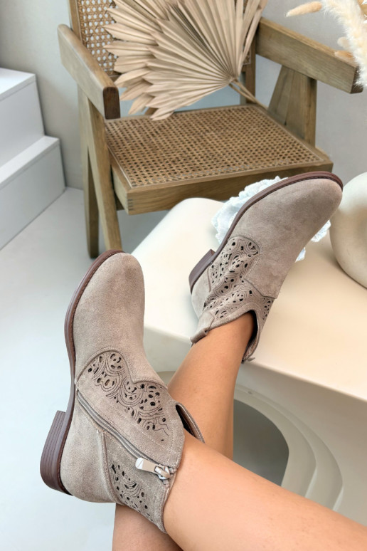 OpengeInerkte laarzen Dames met brede hakken S.Barski HY61-8026 beige