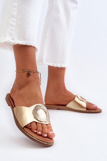 Damespantoffels met ornamenten gouden kleur Cilima 2