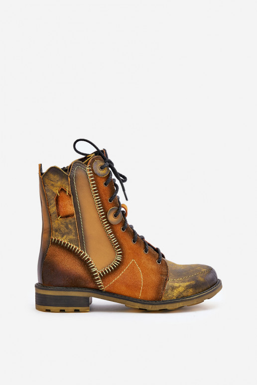 Leer Dameslaarzen met brede hakken Het heeftciejka 06719-07 geel