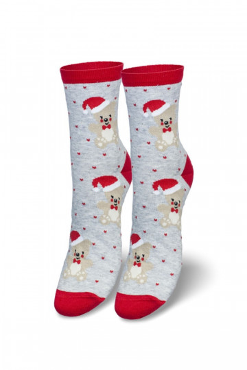 Dames kerstkousen met teddyberen en de Kerstman grijs