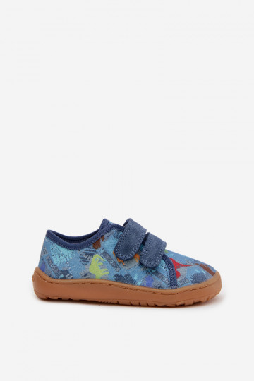 Slippers Kinderen Barefoot Dinosaurussen Froddo Canvas G1700440-15 blauIn 2