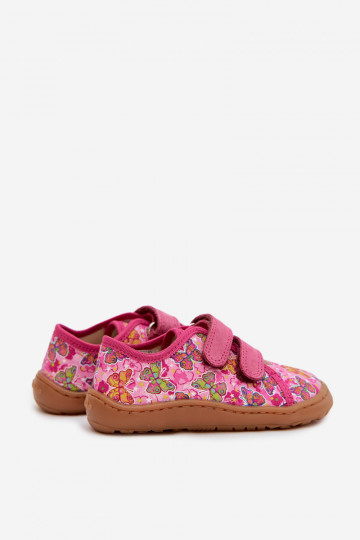 Kinderpantoffels Barefoot met vlinders Froddo Canvas G1700440-11 roze kleur 2