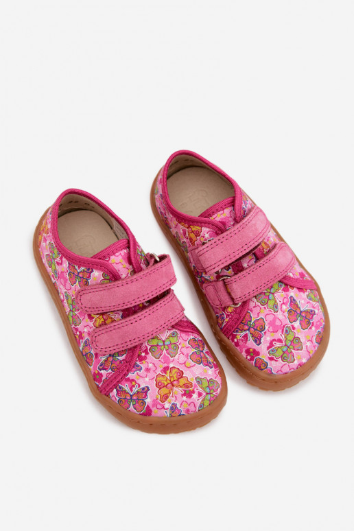 Slippers Kinderen Barefoot Vlinders Froddo Canvas G1700440-11 roze