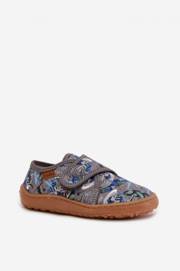 Jongenspantoffels met klittenbandsluitingen Barefoot Surfer Froddo G1700438-7 grijze kleur