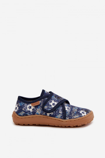 Slippers Kinderen jongens met zelfklevende bevestigingsmiddelen Barefoot Ballen Froddo G1700438-6 donkerblauIn 2