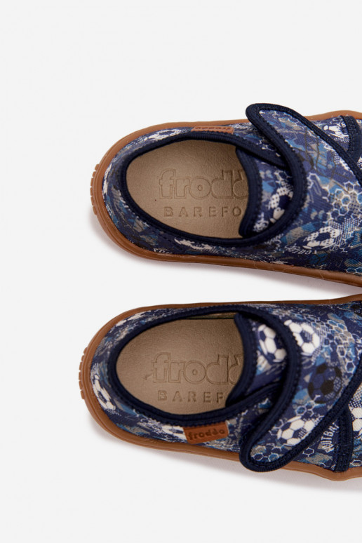 Slippers Kinderen jongens met zelfklevende bevestigingsmiddelen Barefoot Ballen Froddo G1700438-6 donkerblauIn