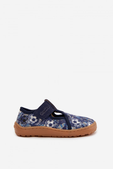 Kinderpantoffels met klittenbandsluitingen Barefoot met ballen Froddo Canvas G1700439-5 blauwe kleur 2