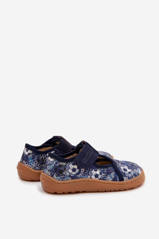 Slippers Kinderen met zelfklevende bevestigingsmiddelen Barefoot Ballen Froddo Cannvas G1700439-5 blauIn