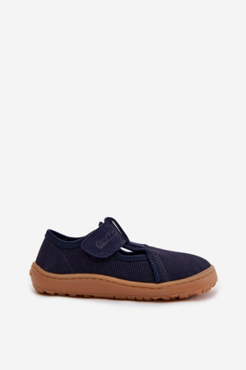 Slippers Kinderen met zelfklevende bevestigingsmiddelen Barefoot Froddo Cannvas G1700439 donkerblauIn 2