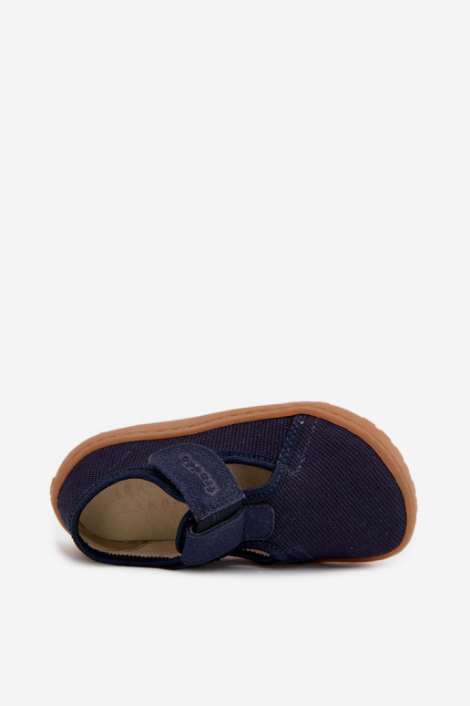 Slippers Kinderen met zelfklevende bevestigingsmiddelen Barefoot Froddo Cannvas G1700439 donkerblauIn