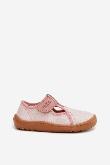 Kinderpantoffels met klittenbandsluitingen met glans Barefoot Froddo Canvas G1700439-2 roze kleur 2