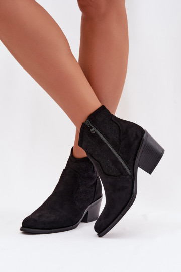 Dames gehaakte laarsjes met hakken S.Barski HY61-8013 zwarte kleur 2