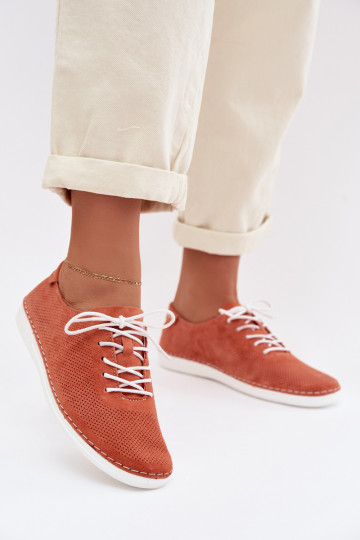 Dames schoenen van echt suède S.Barski LR61-7080 oranje kleur
