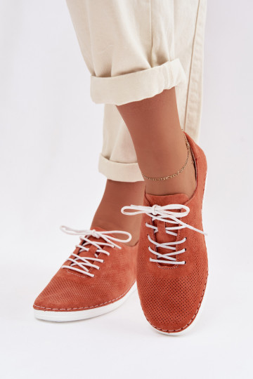 Dames schoenen van echt suède S.Barski LR61-7080 oranje kleur 2