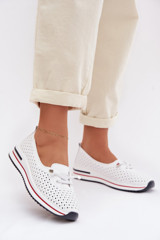 Leer met elementen van opengeInerkt schoenen Dames S.Barski LR61-7044 Initte kleur