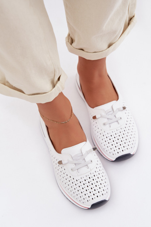 Leer met elementen van opengeInerkt schoenen Dames S.Barski LR61-7044 Initte kleur