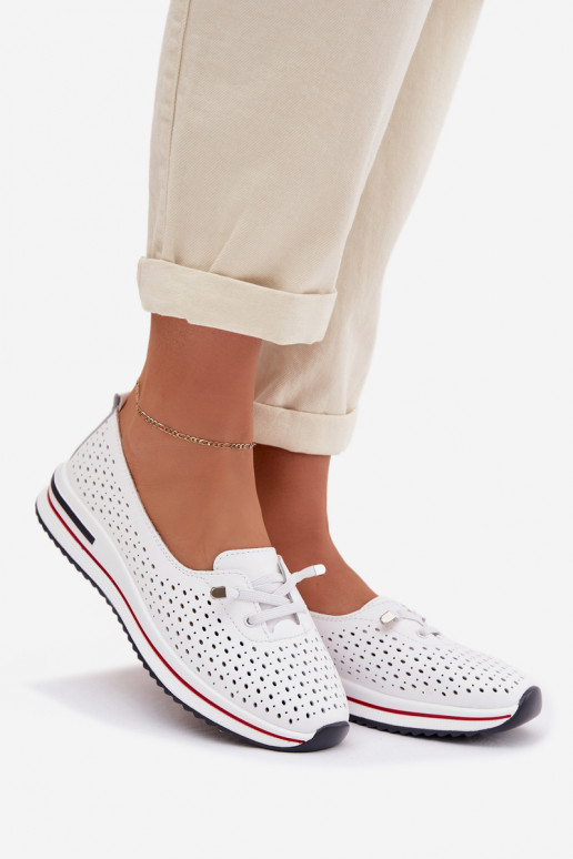 Leer met elementen van opengeInerkt schoenen Dames S.Barski LR61-7044 Initte kleur