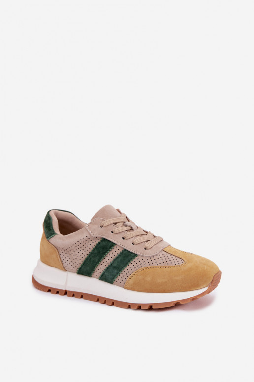 Sneakers model schoenen DamesOpturalnego van suèdeu beige-geel Het heeftrceline