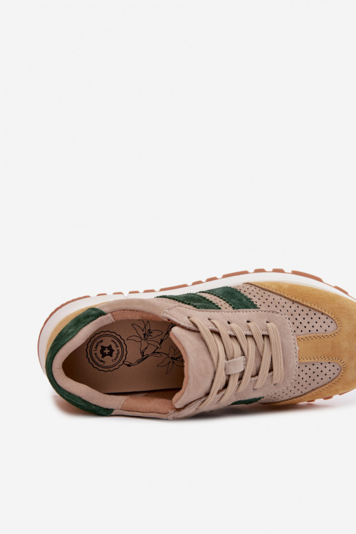 Sneakers model schoenen DamesOpturalnego van suèdeu beige-geel Het heeftrceline